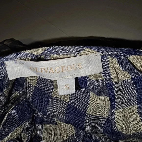 Olivaceous blue and white checkered 100% linen‎ midi dress - Picture 12 of 14